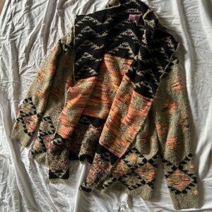 boho western size large womens   sweater shirt open  casual dress coat knit